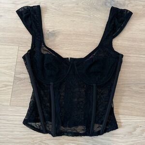 Edikted Black Lace Bustier Top